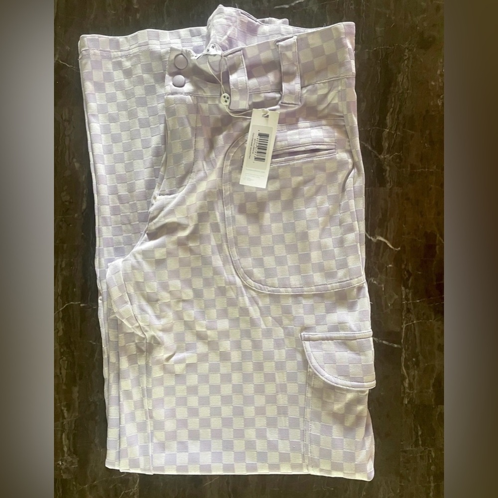 Frankie's Bikinis Lavender Checkered Cargo Pants